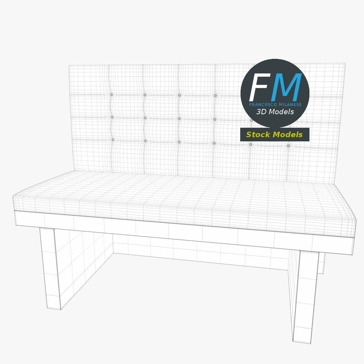 Diner booth banquette 3 3D model_7