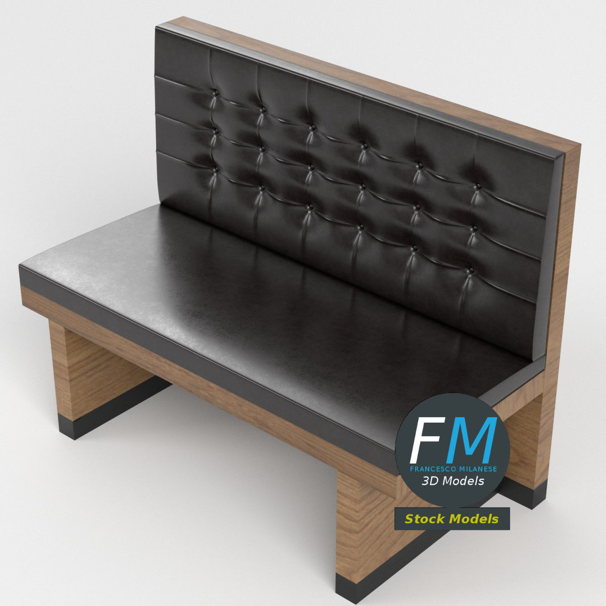 Diner booth banquette 3 3D model_2
