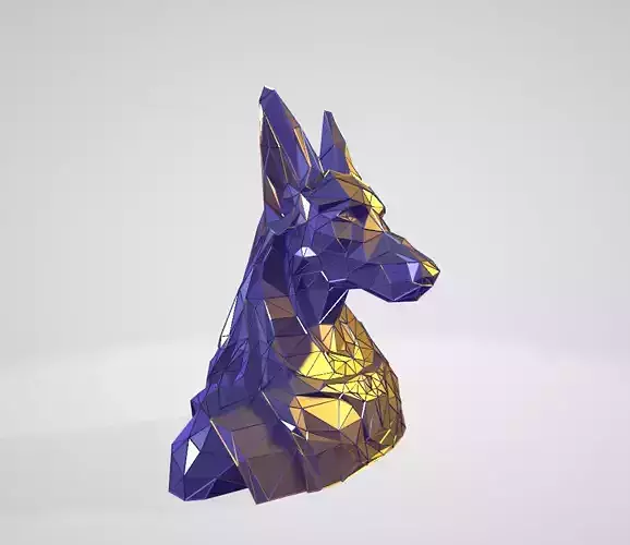 Anubis bust WIREFRAME VORONOI WIREMESH MESH