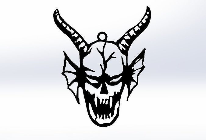 Strangerthingshellfireclub demon head pendant with horns 3D print model