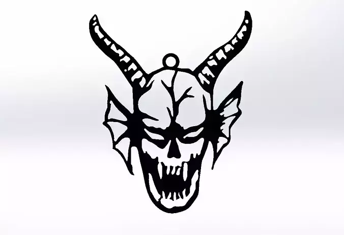 Strangerthingshellfireclub demon head pendant with horns