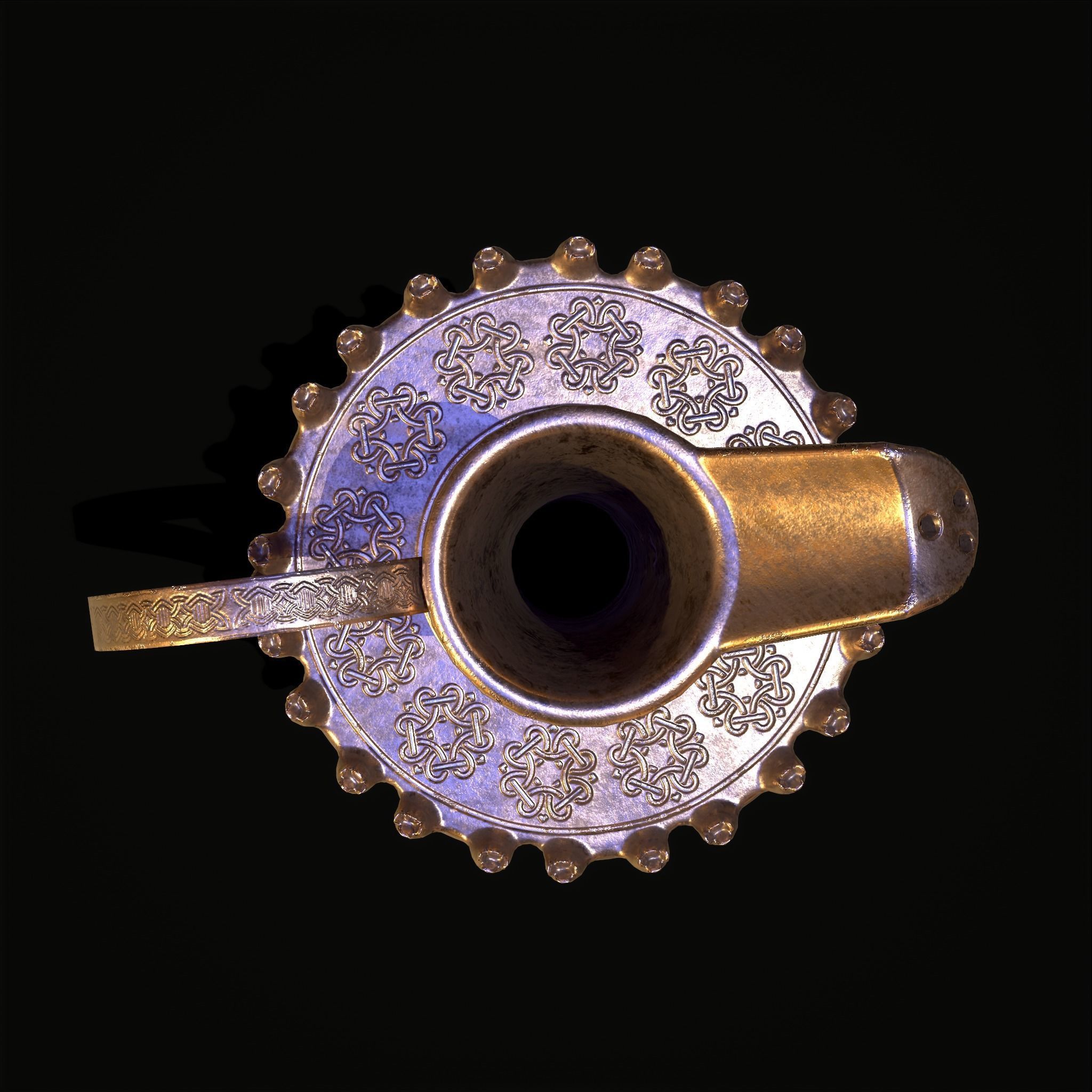 Medieval Gold and Silver Wine Decanter Low-poly 3D model_19