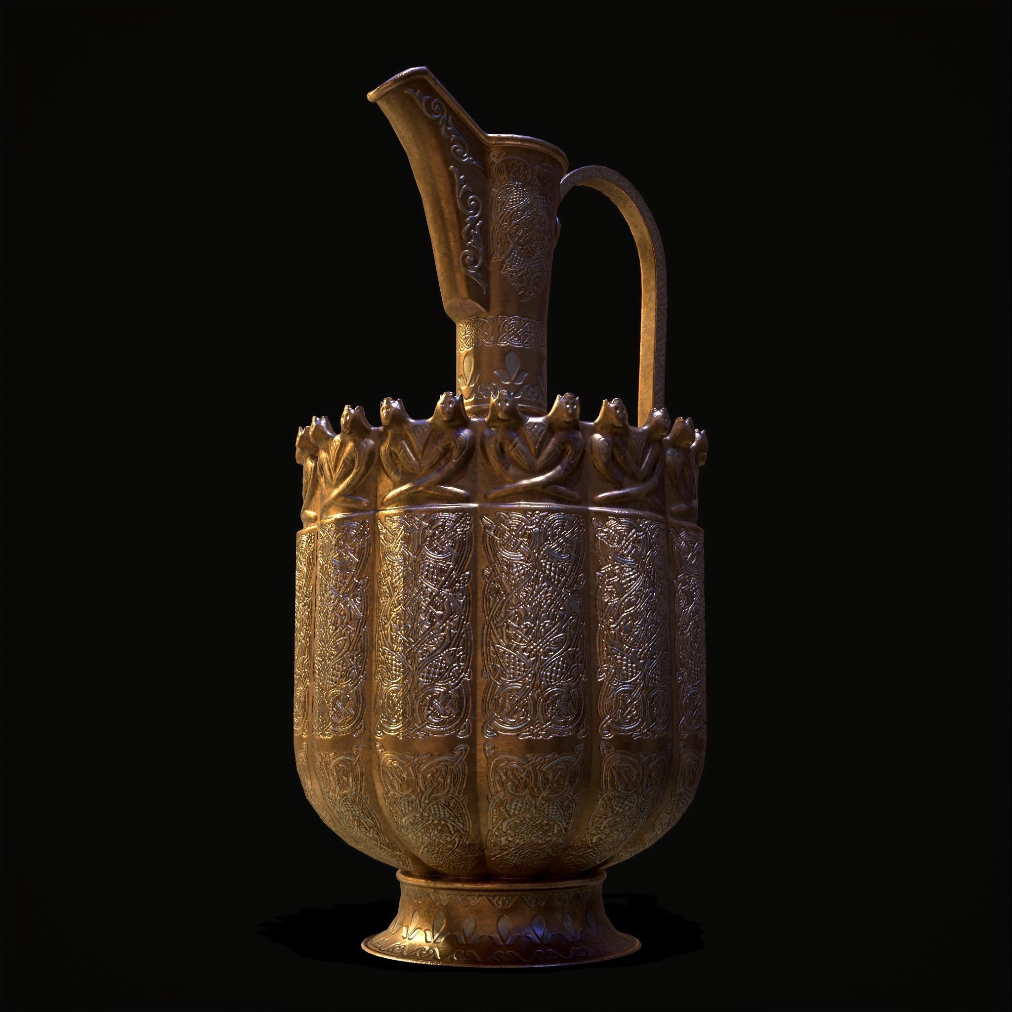Medieval Gold and Silver Wine Decanter Low-poly 3D model_25