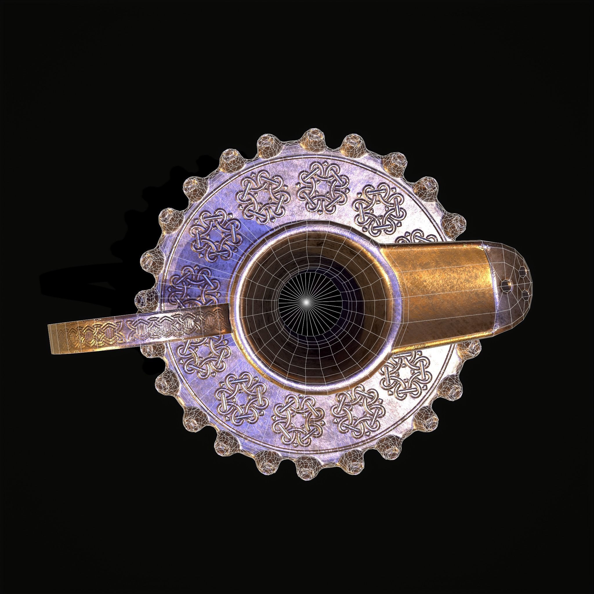 Medieval Gold and Silver Wine Decanter Low-poly 3D model_20