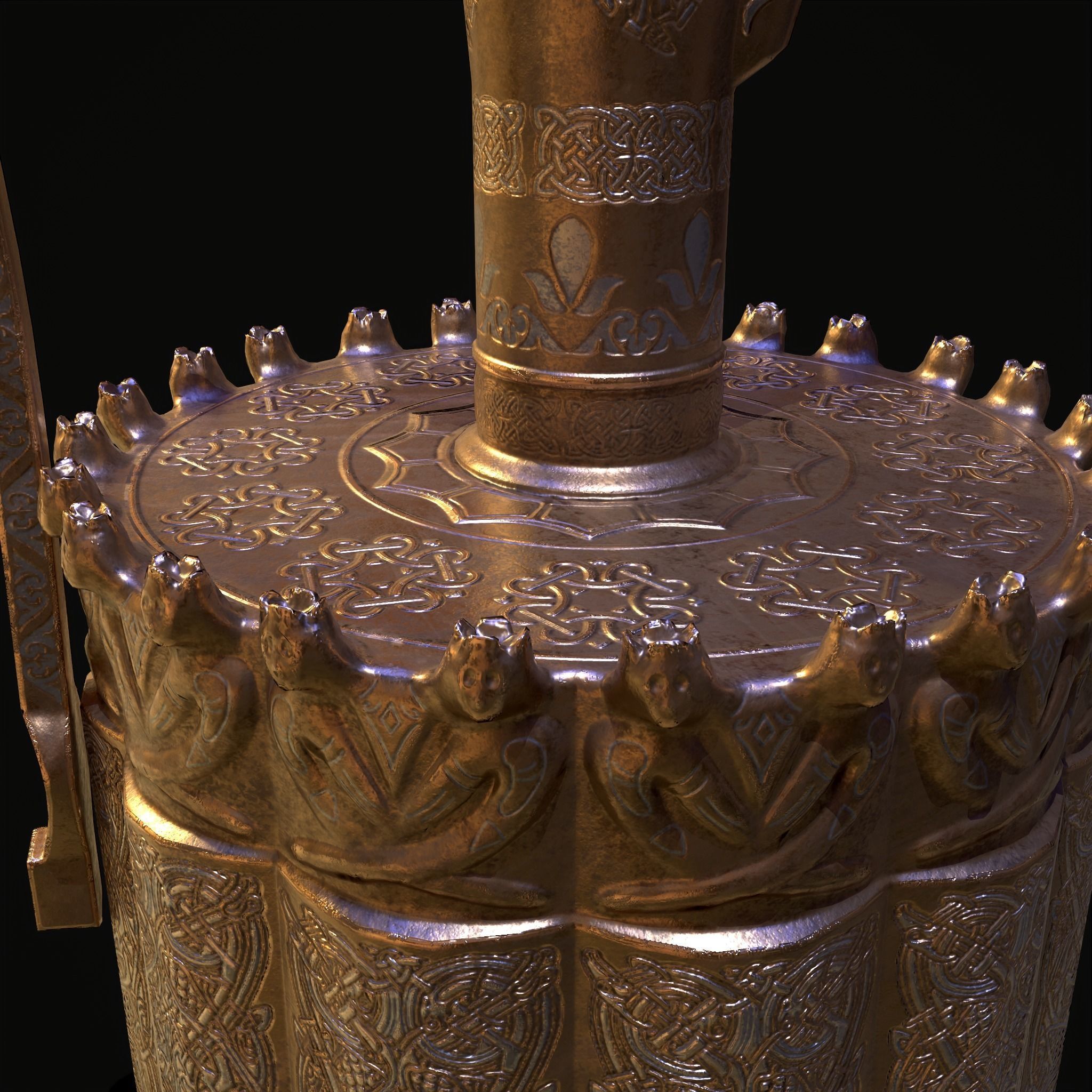 Medieval Gold and Silver Wine Decanter Low-poly 3D model_29