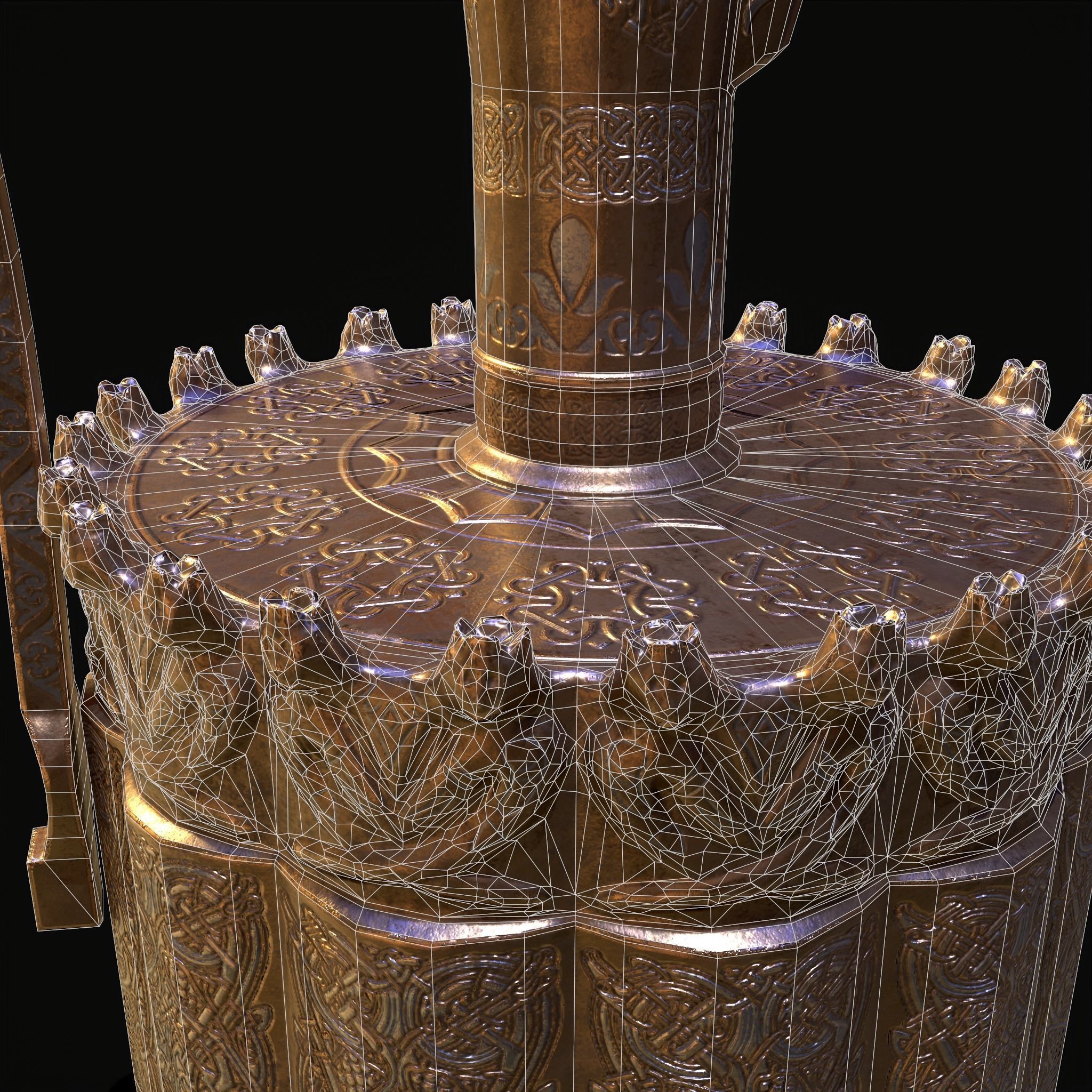 Medieval Gold and Silver Wine Decanter Low-poly 3D model_30