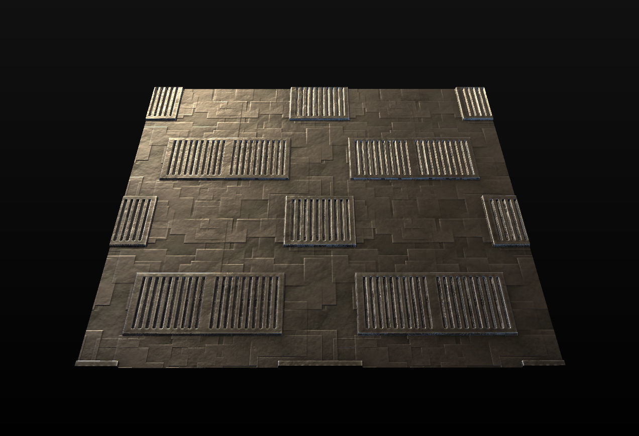 10 Seamless Metal Panels and Grids PBR Materials - Set 1 Texture_17