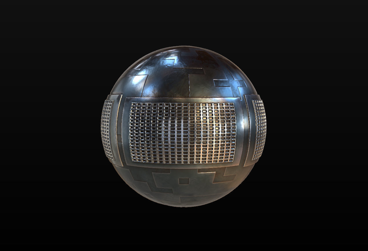 10 Seamless Metal Panels and Grids PBR Materials - Set 1 Texture_25