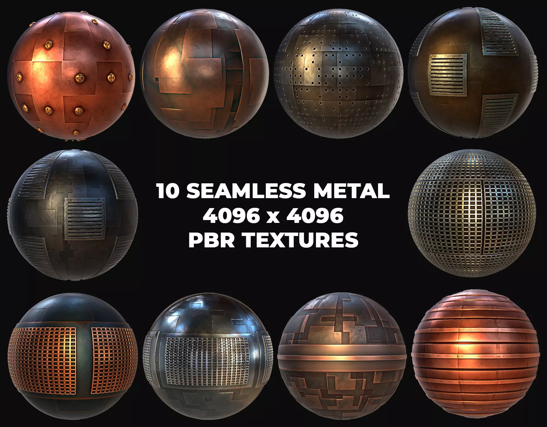 10 Seamless Metal Panels and Grids PBR Materials - Set 1 Texture_0