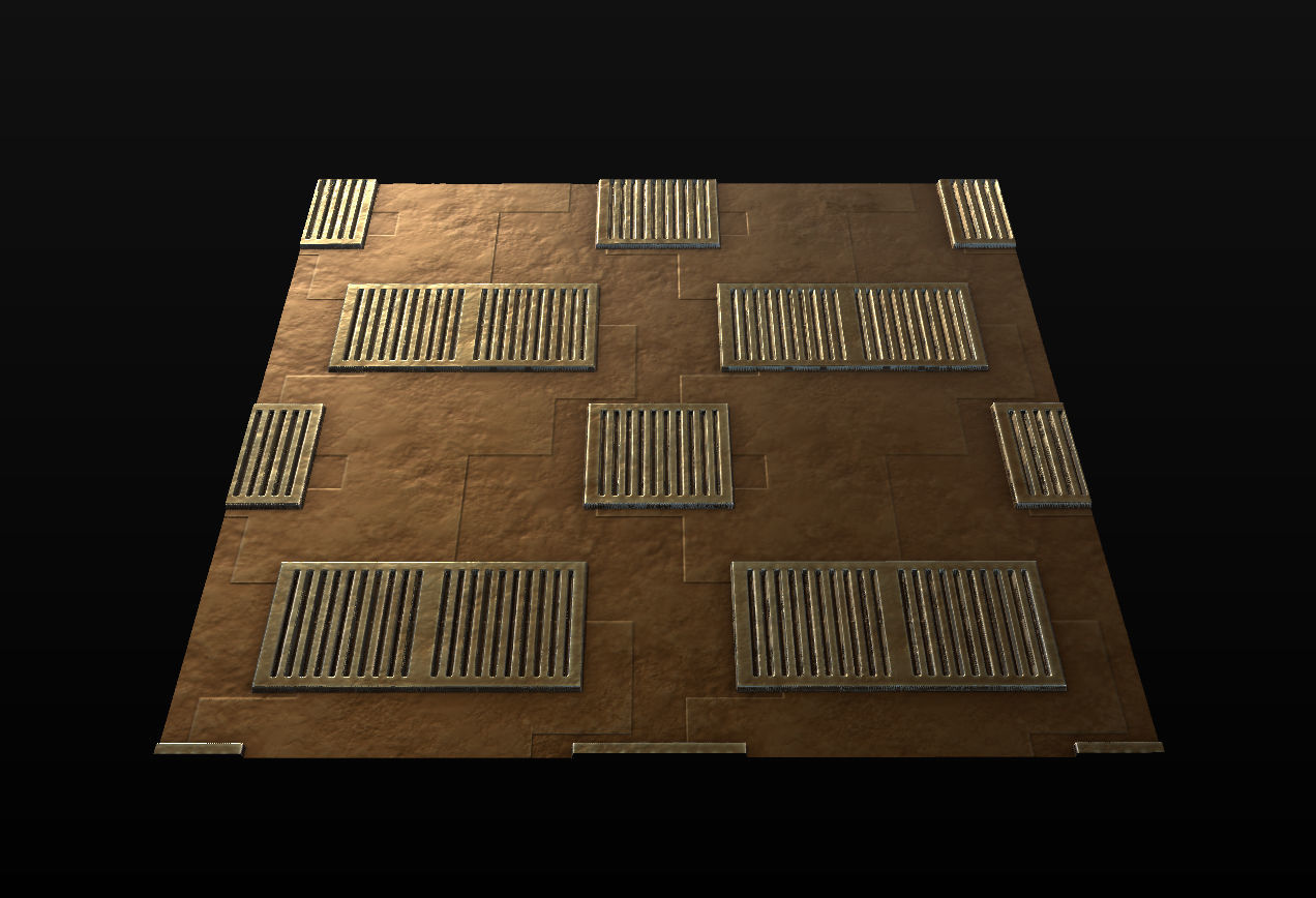 10 Seamless Metal Panels and Grids PBR Materials - Set 1 Texture_14