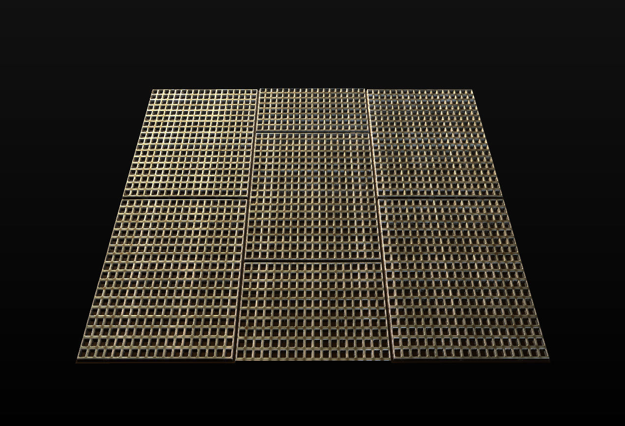 10 Seamless Metal Panels and Grids PBR Materials - Set 1 Texture_20