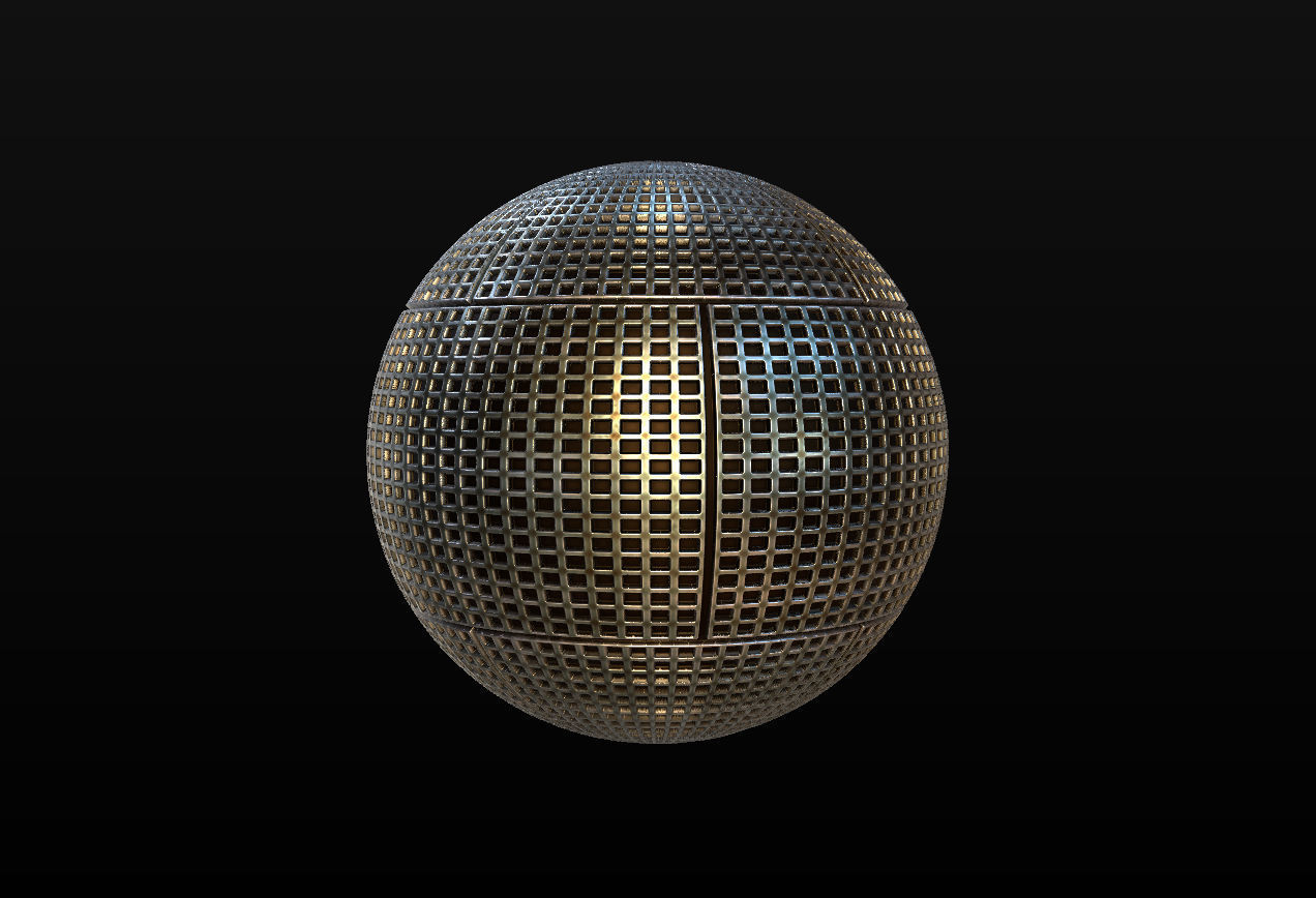 10 Seamless Metal Panels and Grids PBR Materials - Set 1 Texture_19