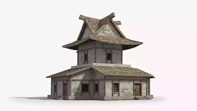 Ancient house x12 Low-poly 3D model