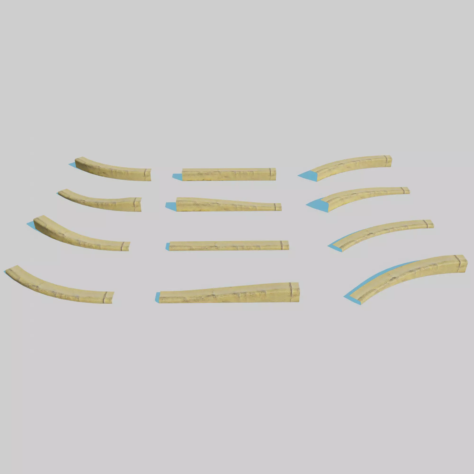 Yellow Curb Pack Low-poly 3D model_0