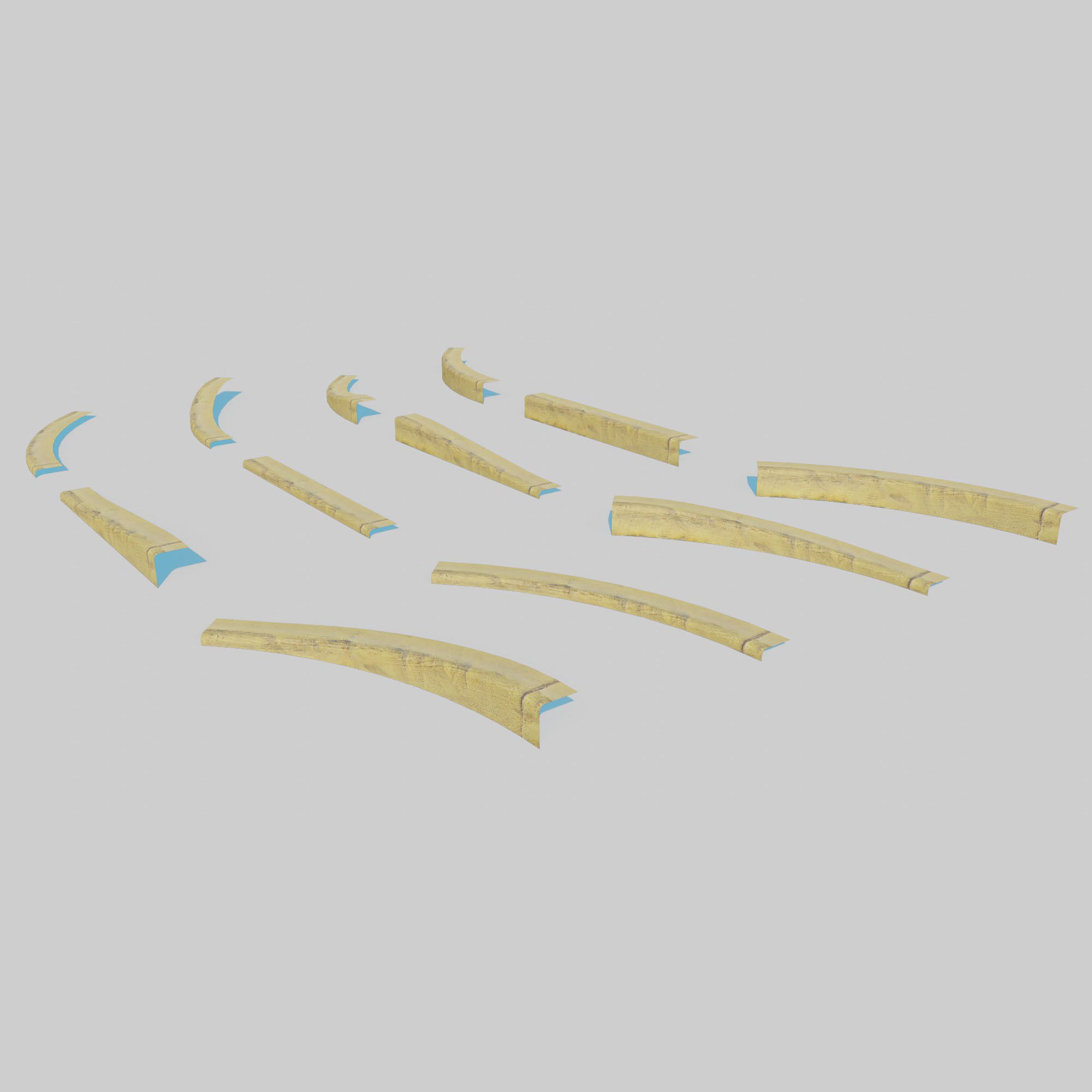 Yellow Curb Pack Low-poly 3D model_2