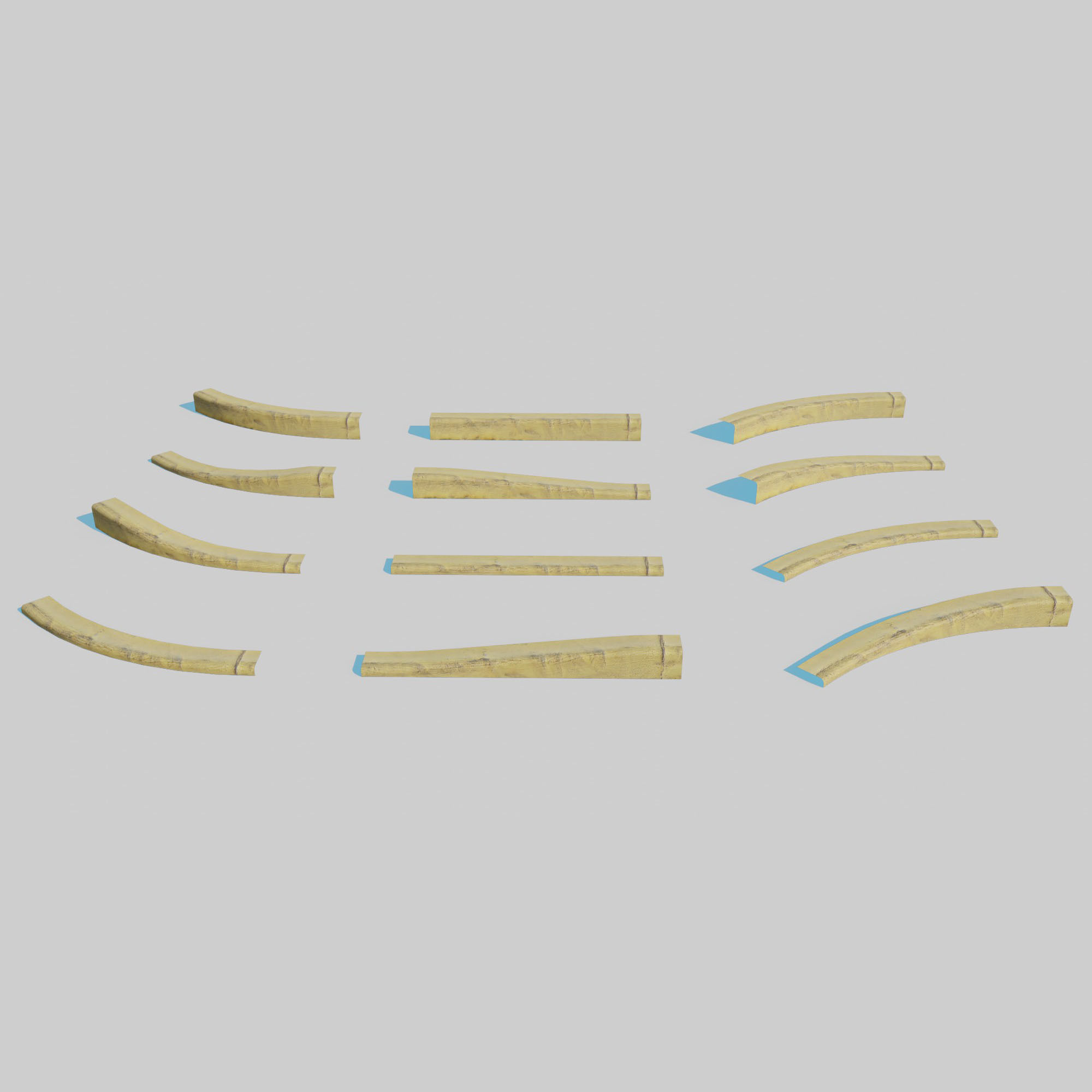 Yellow Curb Pack Low-poly 3D model_4
