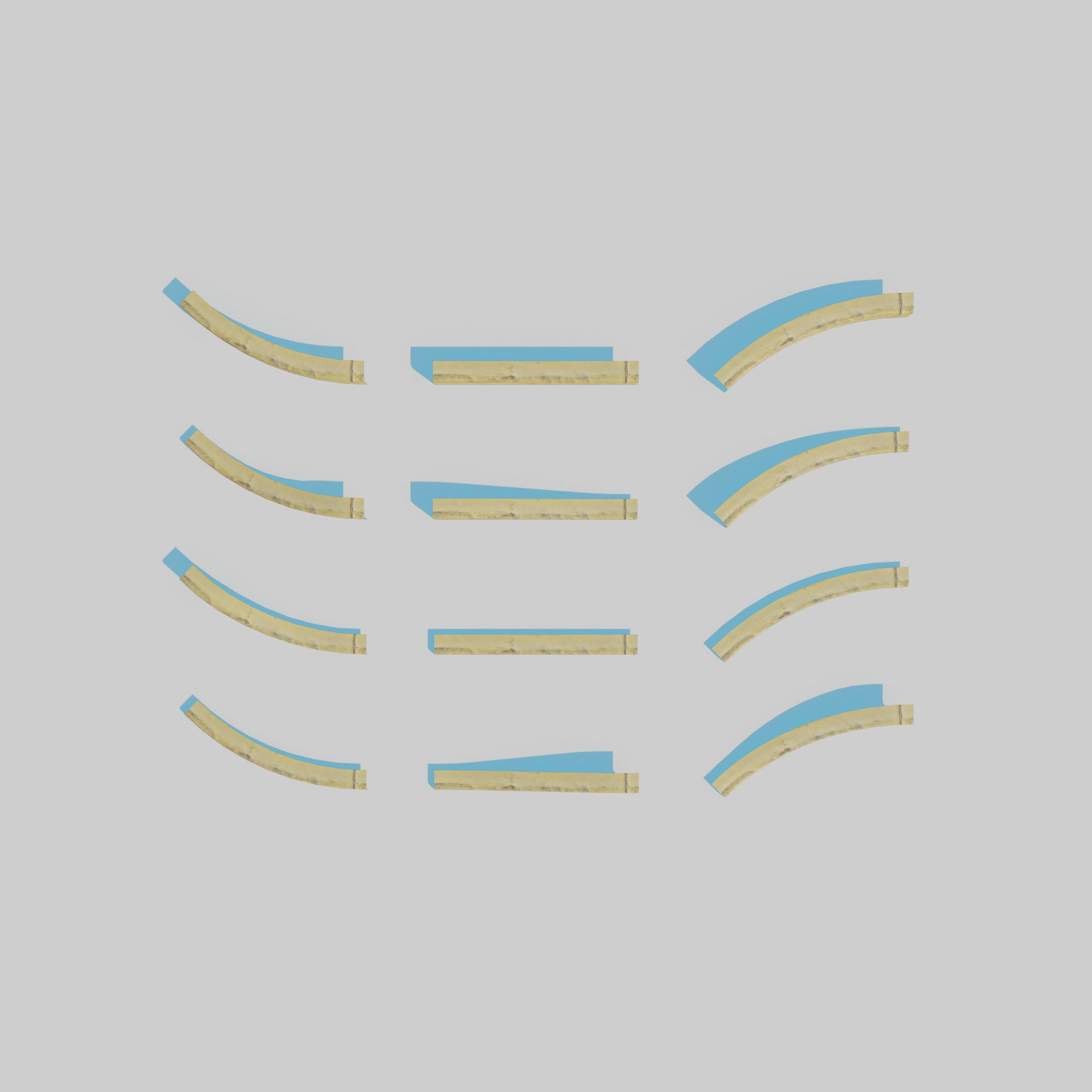 Yellow Curb Pack Low-poly 3D model_3