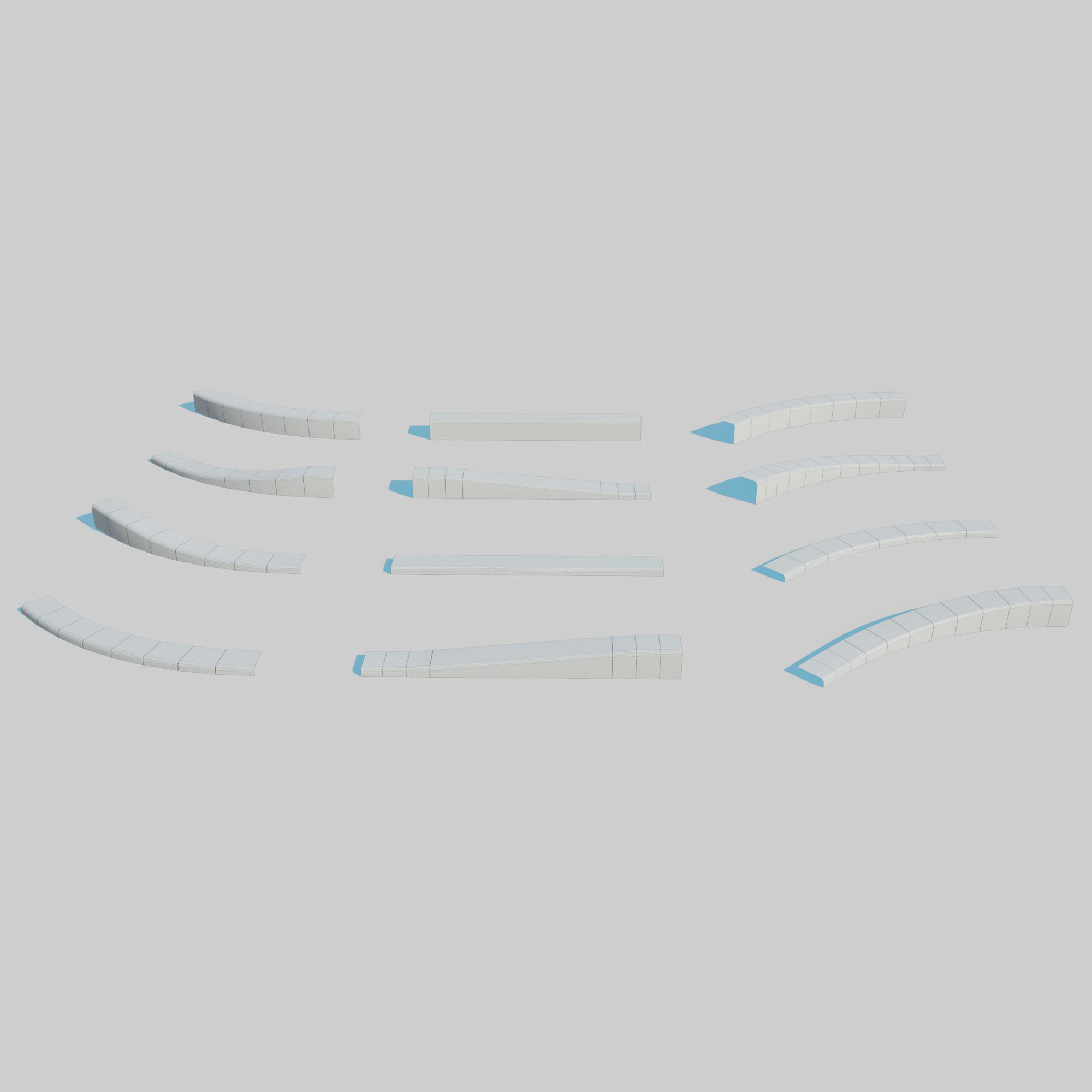 Yellow Curb Pack Low-poly 3D model_5