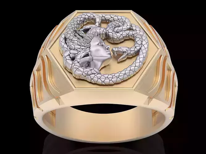 Medusa snake ring  gold printable jewelry 3D model
