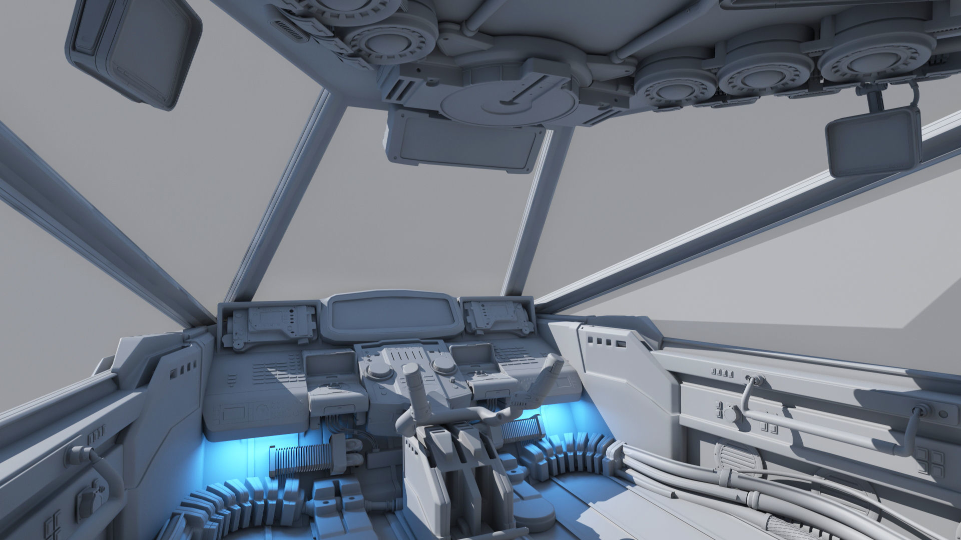 Spaceship Cockpit v3 3D model CGTrader