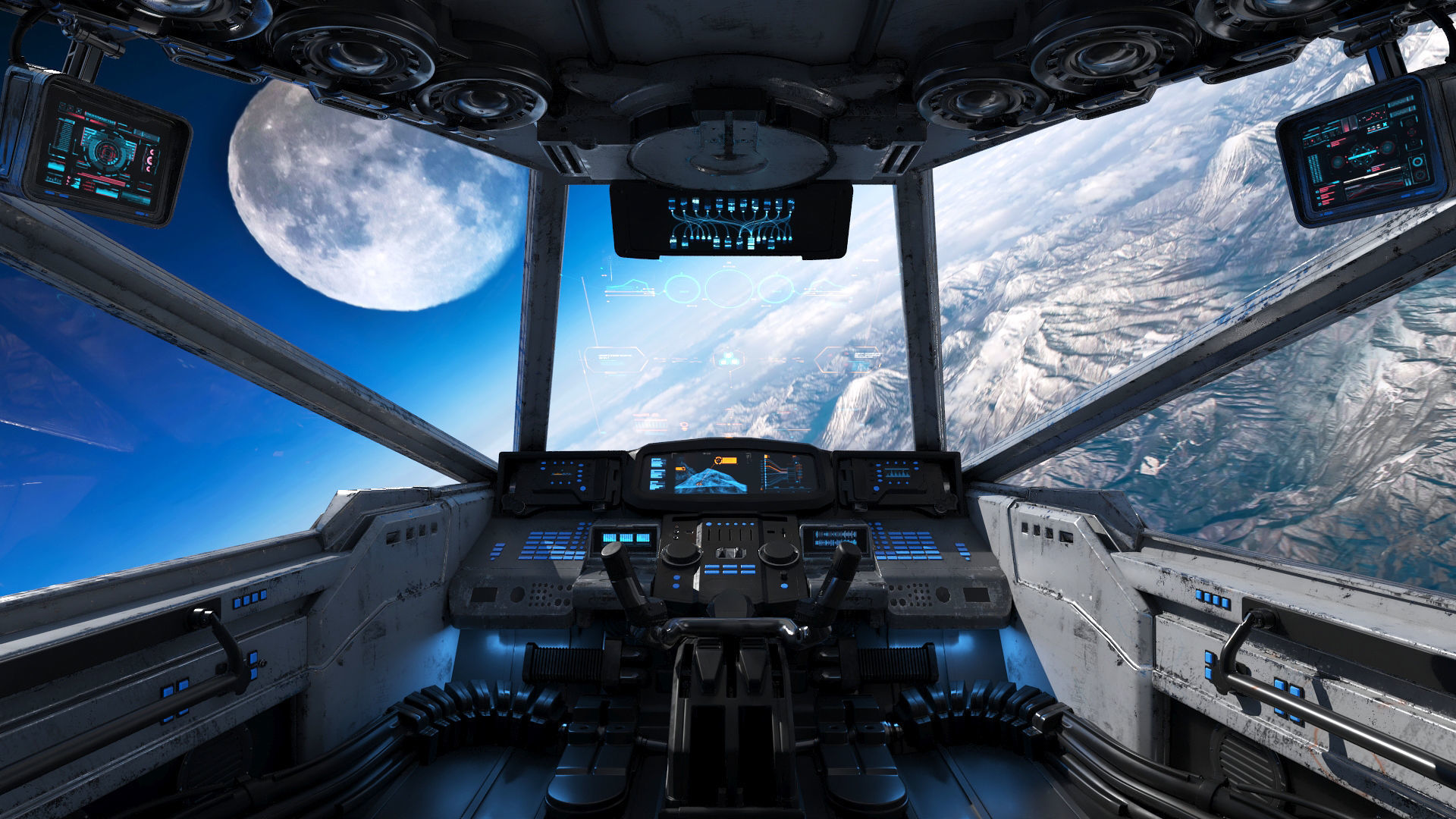 Spaceship Cockpit v3 3D model CGTrader