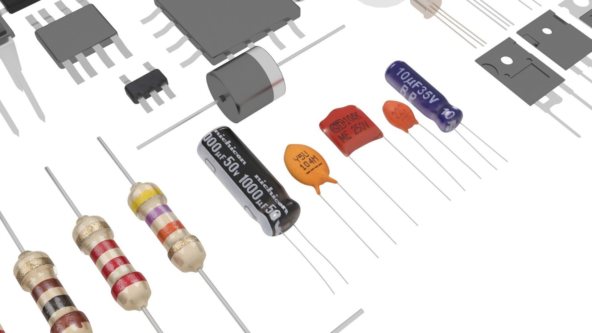 Electronic Components Set 3D model_37