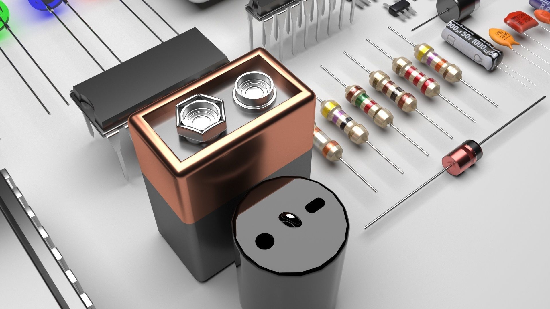 Electronic Components Set 3D model_1