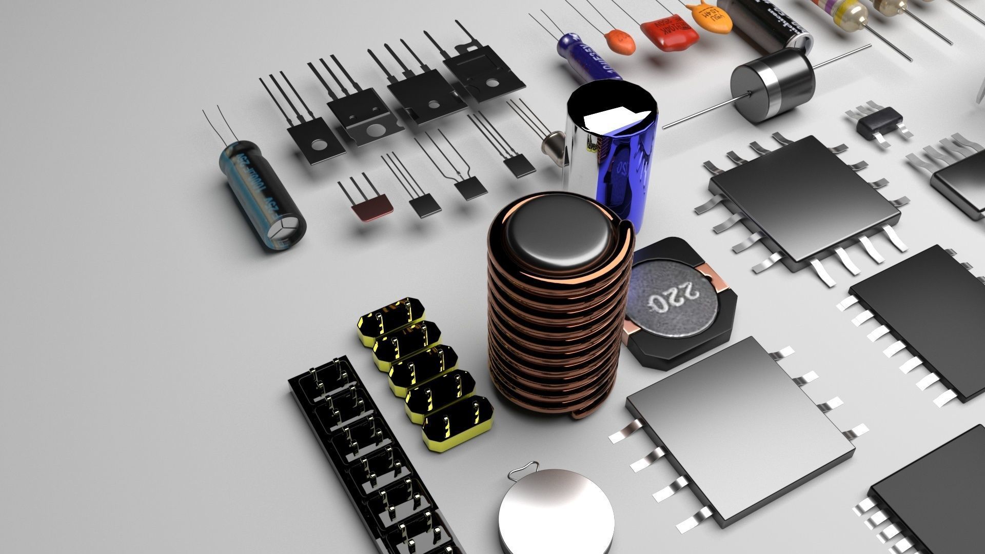 Electronic Components Set 3D model_15