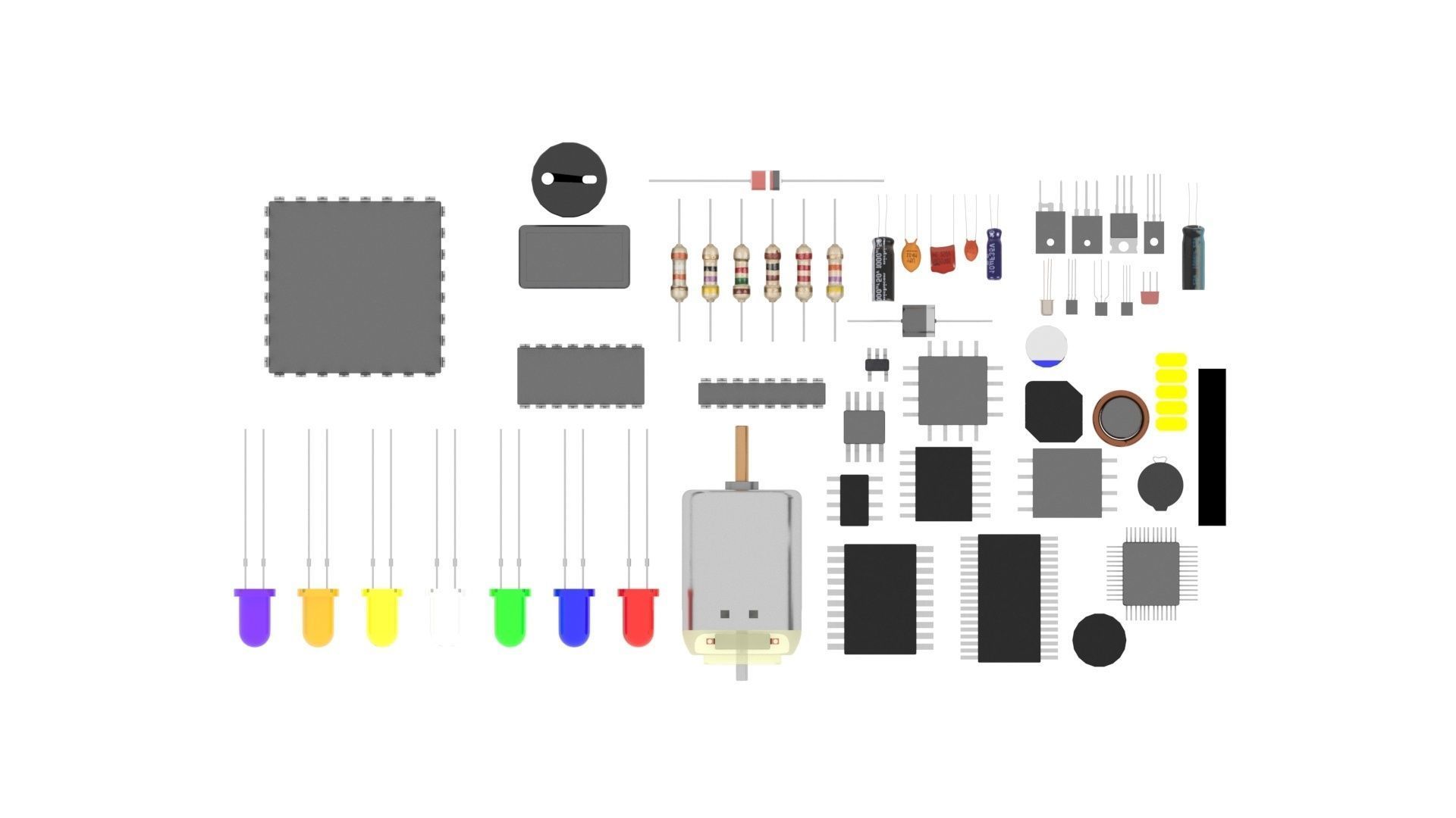 Electronic Components Set 3D model_39