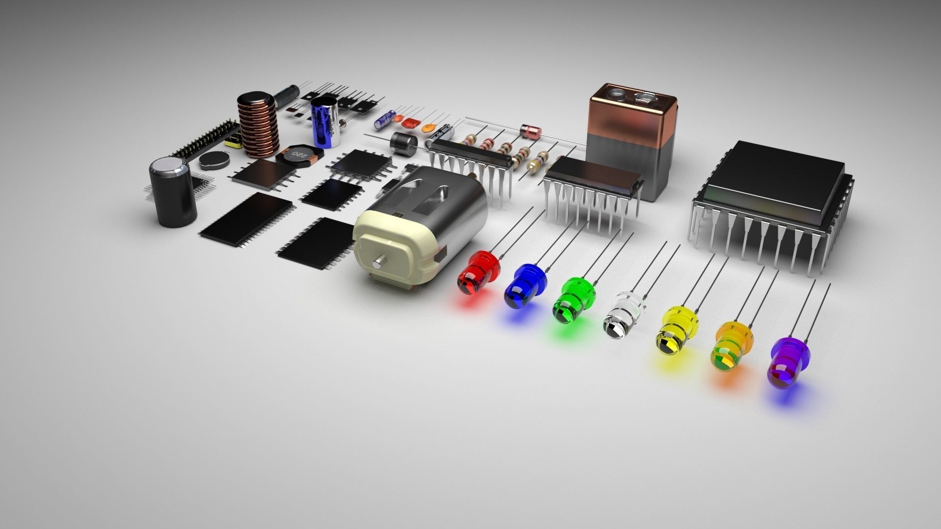 Electronic Components Set 3D model_12