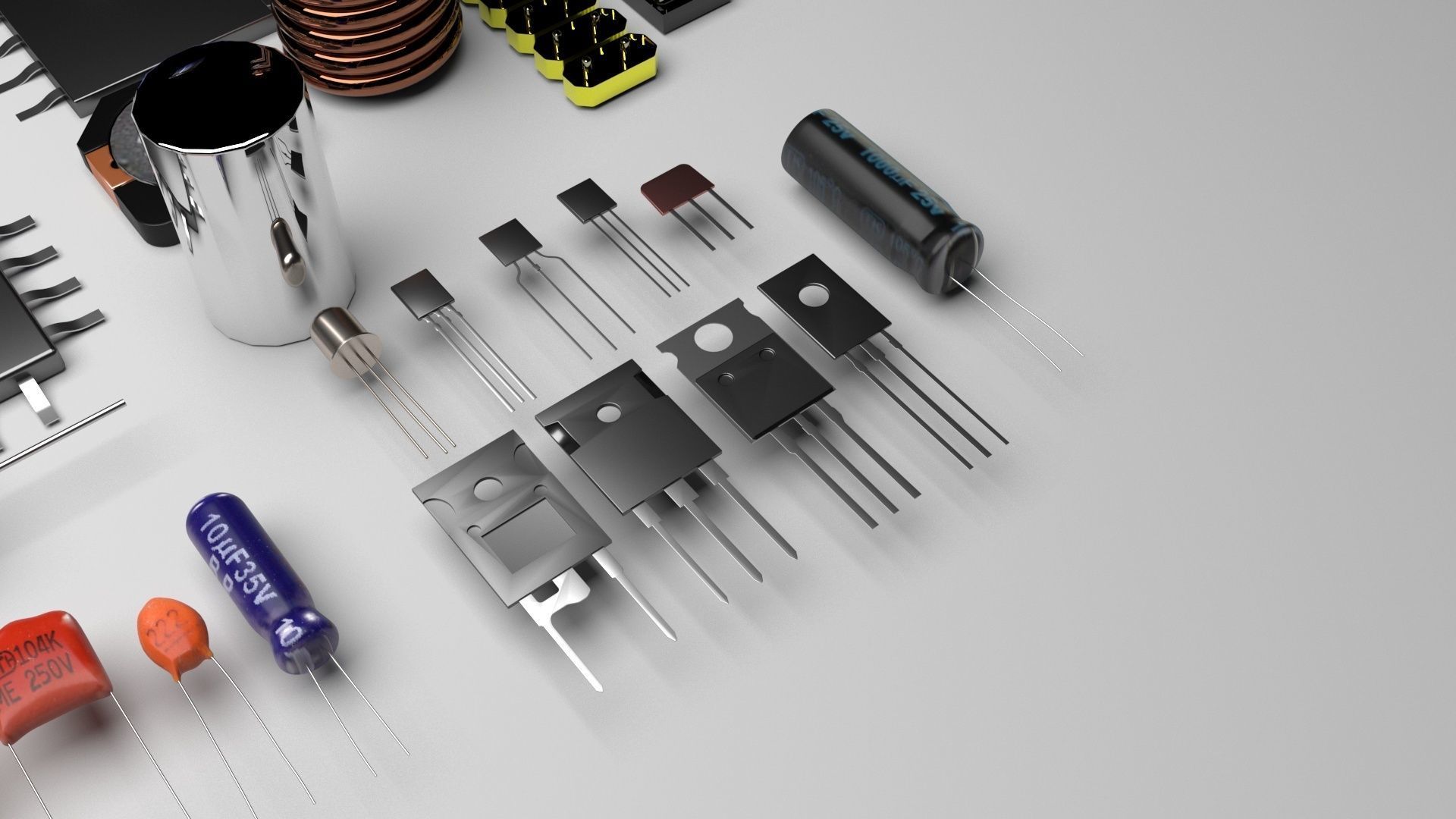 Electronic Components Set 3D model_3