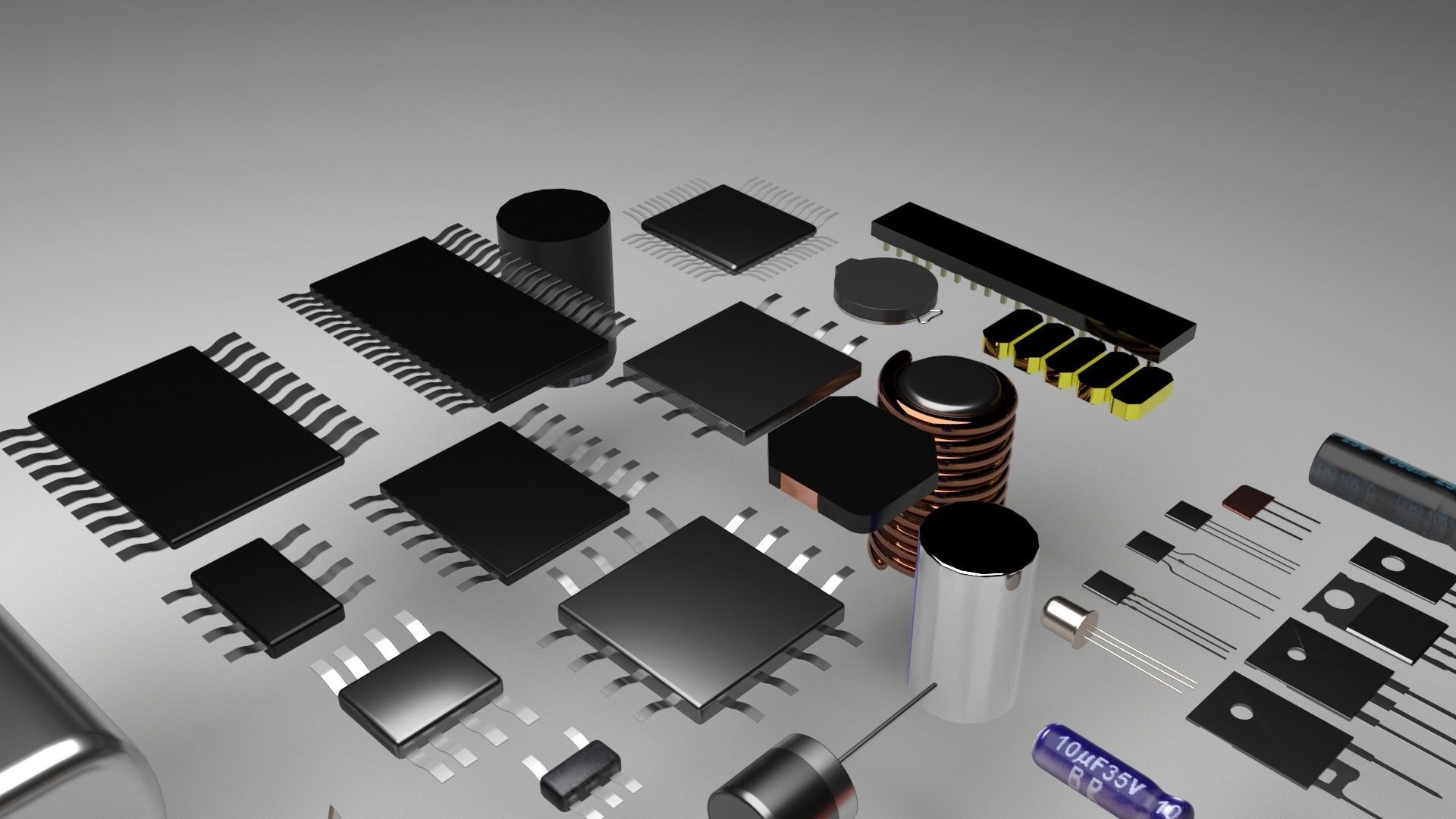 Electronic Components Set 3D model_21