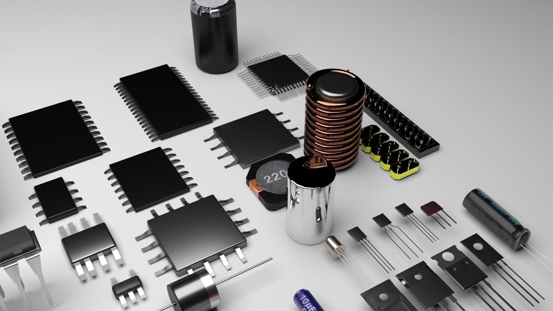 Electronic Components Set 3D model_9
