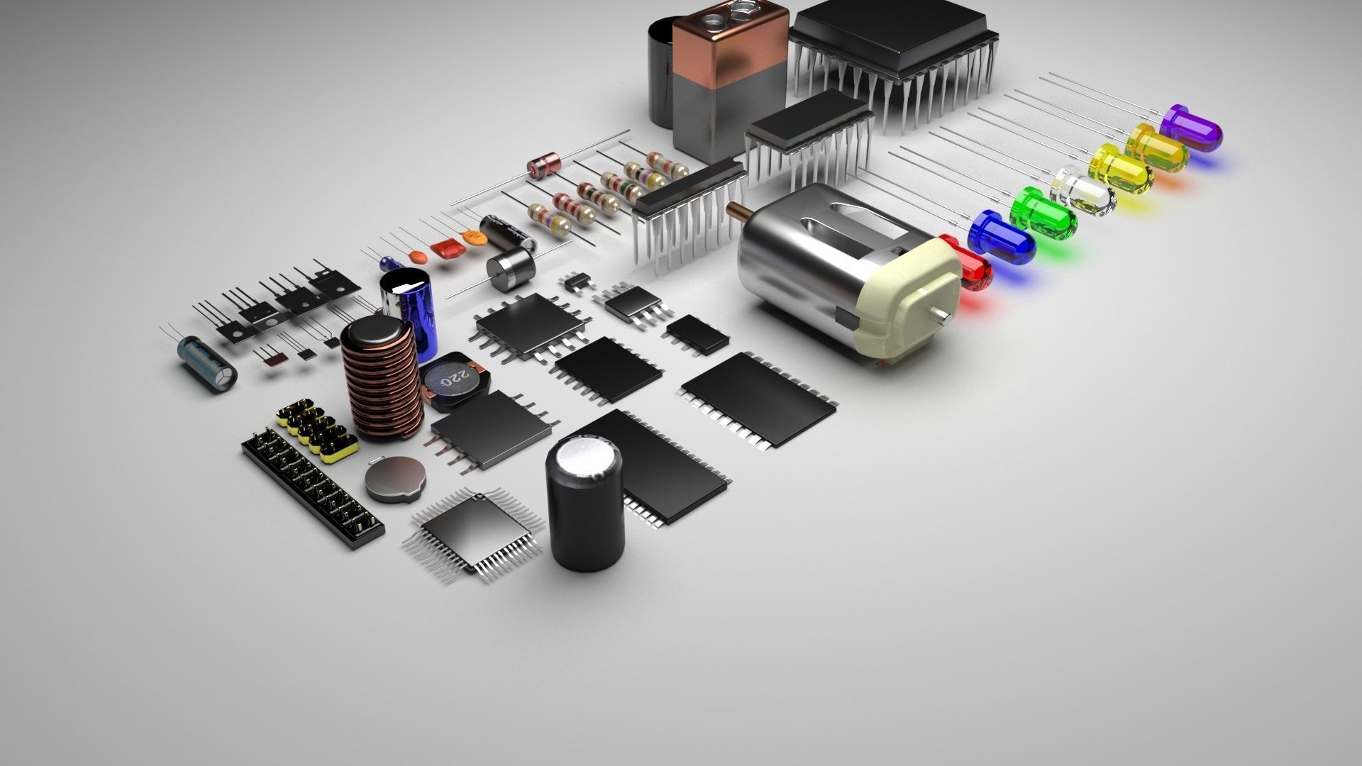 Electronic Components Set 3D model_13