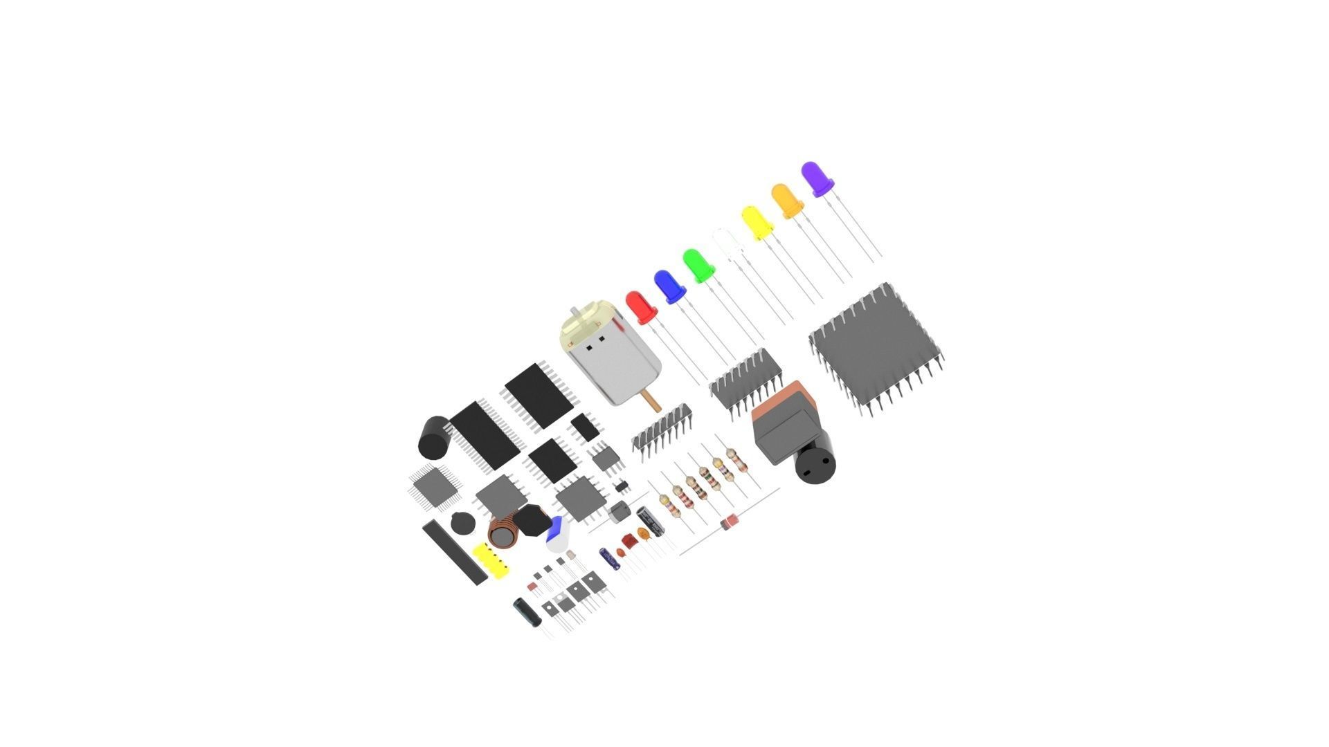Electronic Components Set 3D model_35