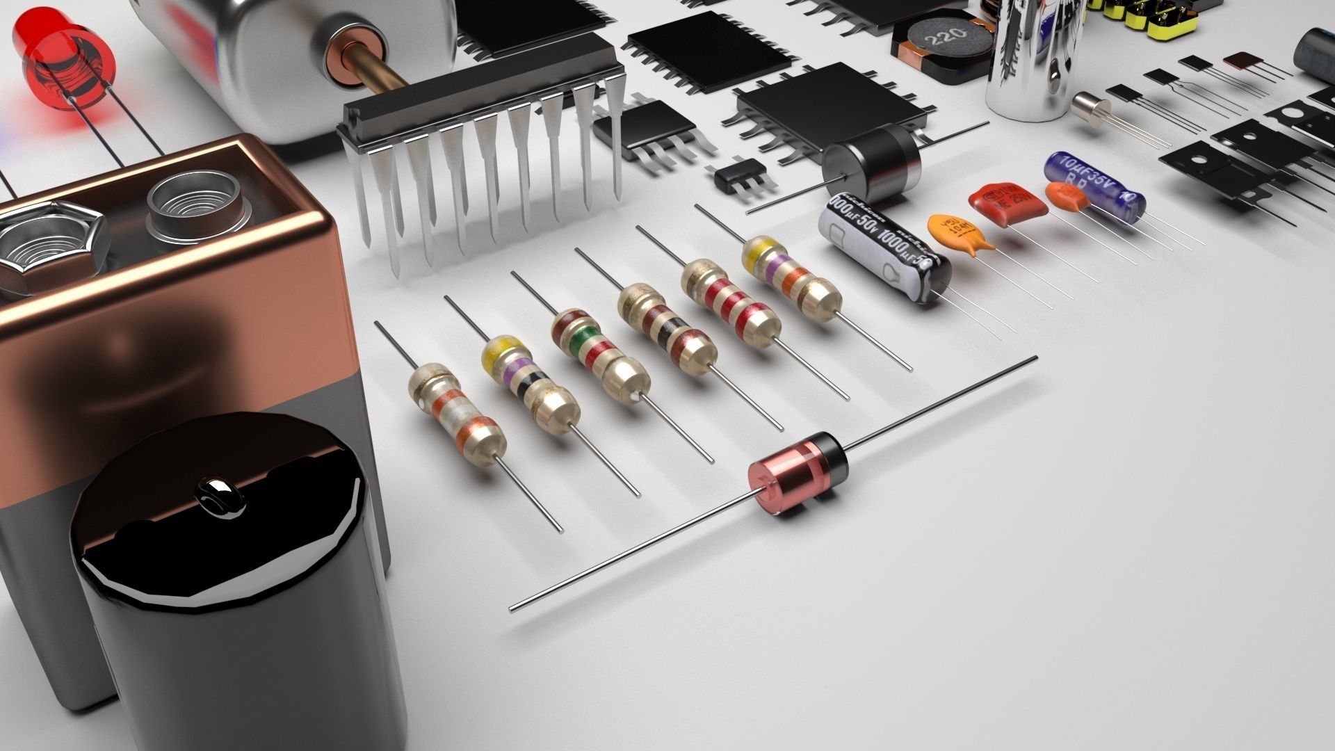 Electronic Components Set 3D model_6