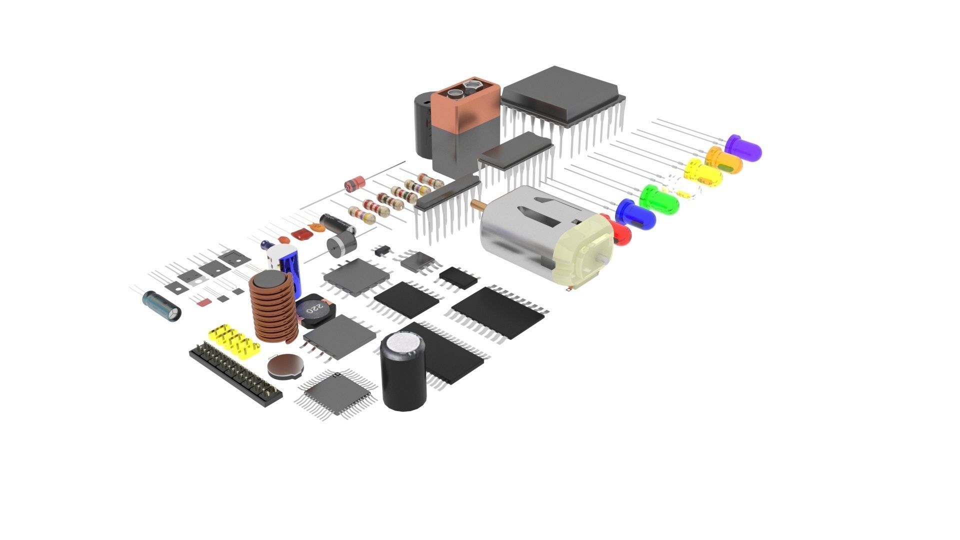 Electronic Components Set 3D model_24