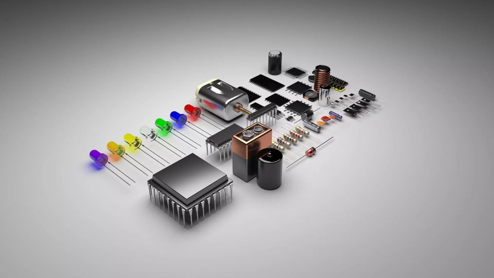 Electronic Components Set 3D model_0