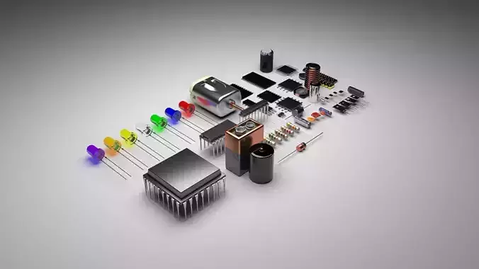 Electronic Components Set 3D model