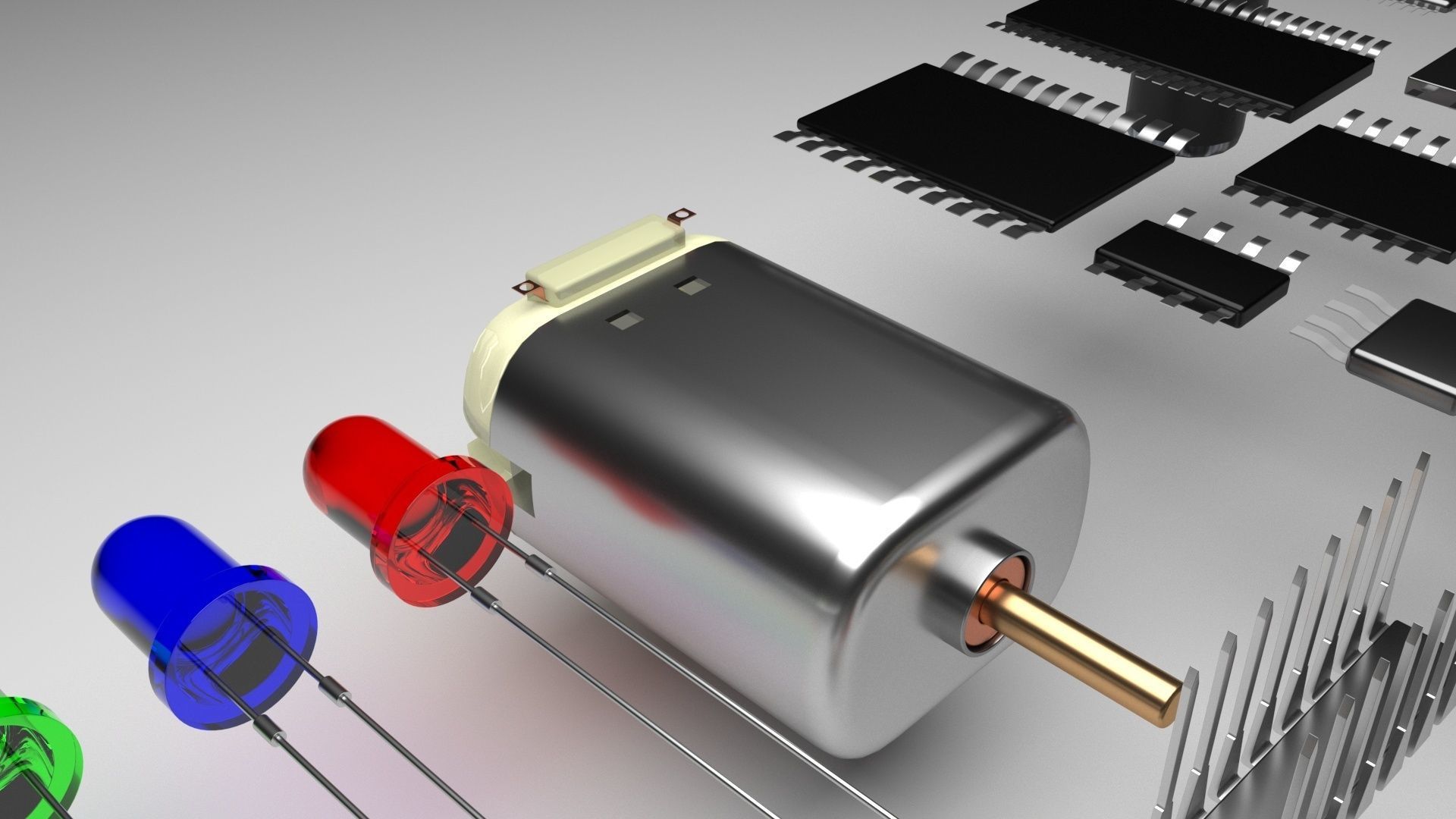 Electronic Components Set 3D model_18