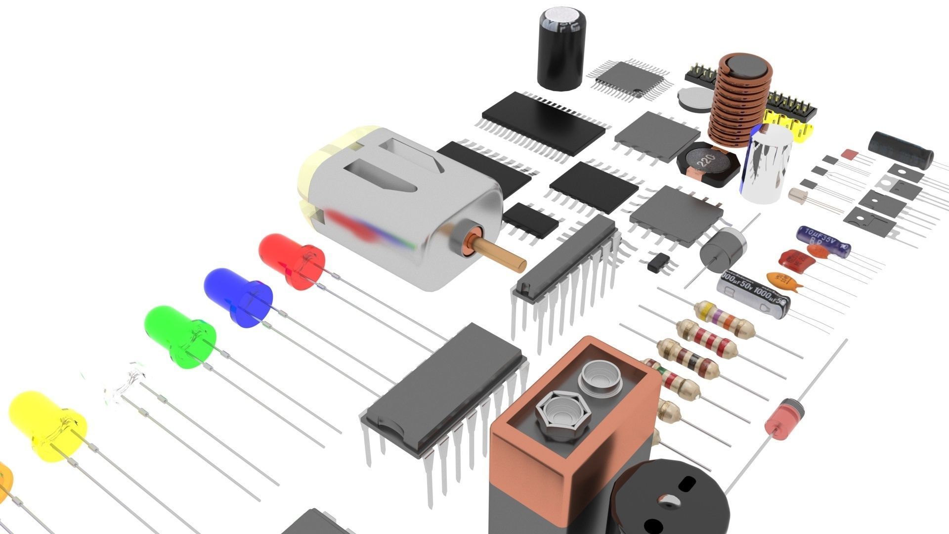 Electronic Components Set 3D model_31