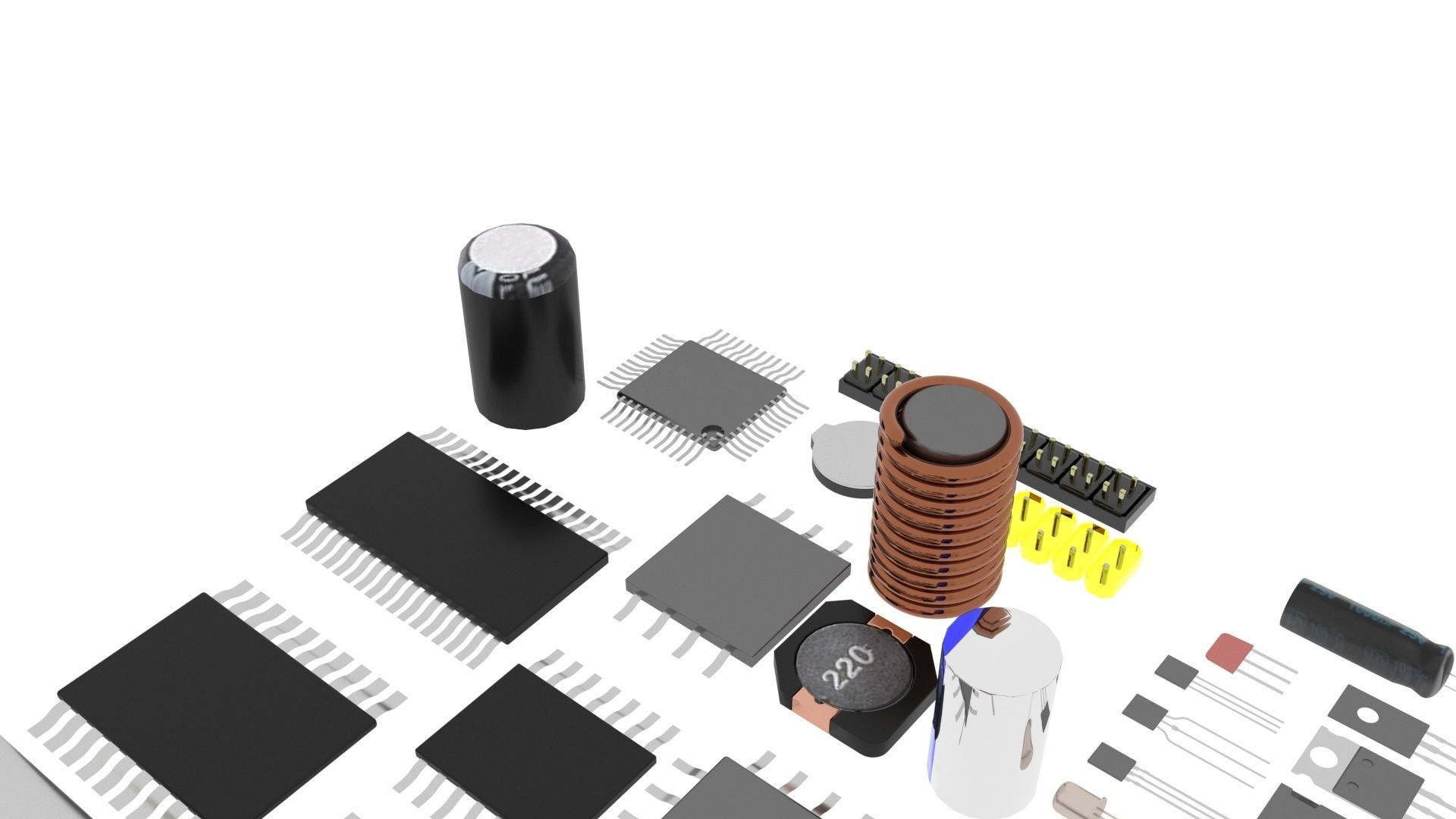 Electronic Components Set 3D model_30