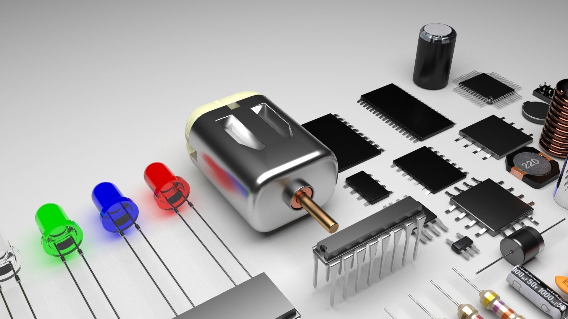 Electronic Components Set 3D model_5