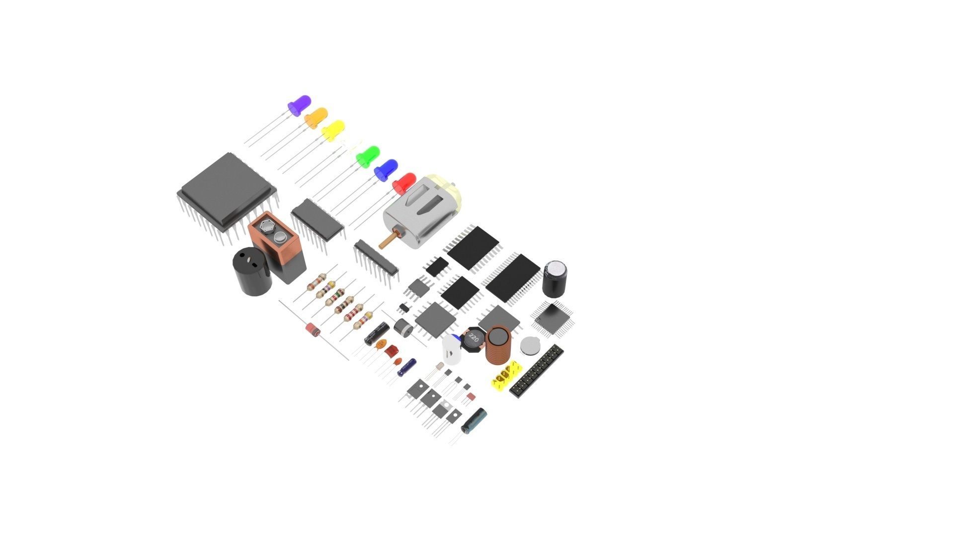 Electronic Components Set 3D model_23