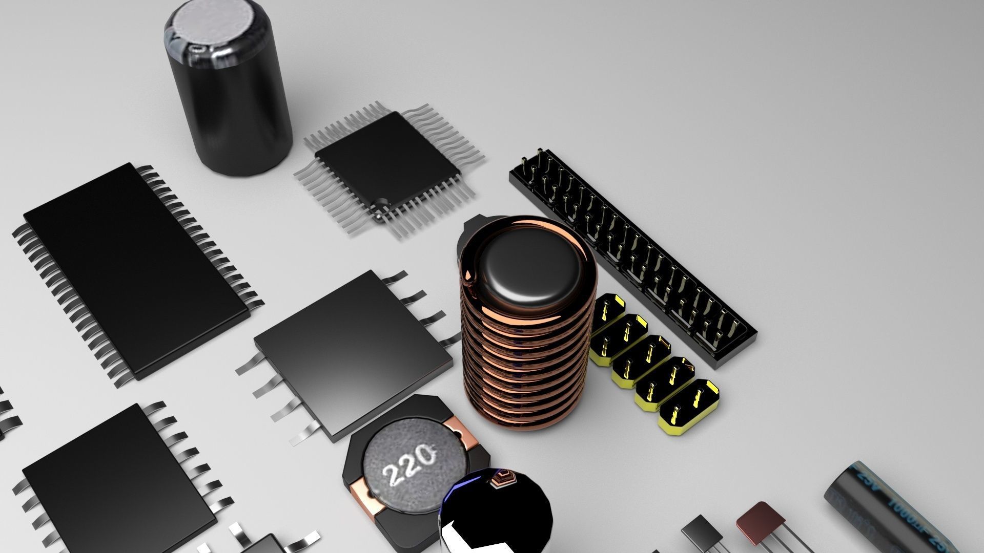 Electronic Components Set 3D model_4