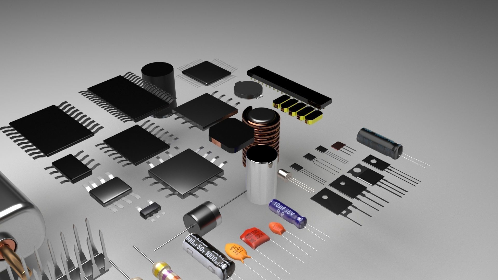 Electronic Components Set 3D model_19