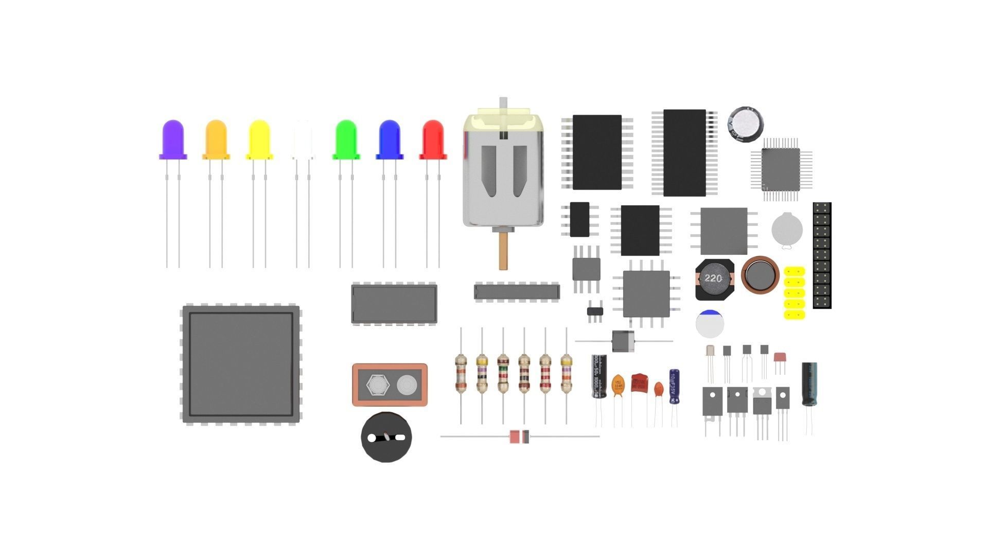 Electronic Components Set 3D model_38