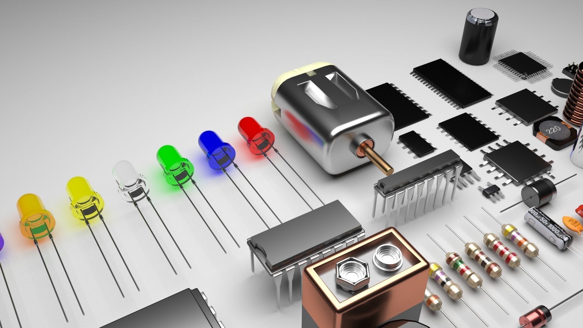 Electronic Components Set 3D model_10