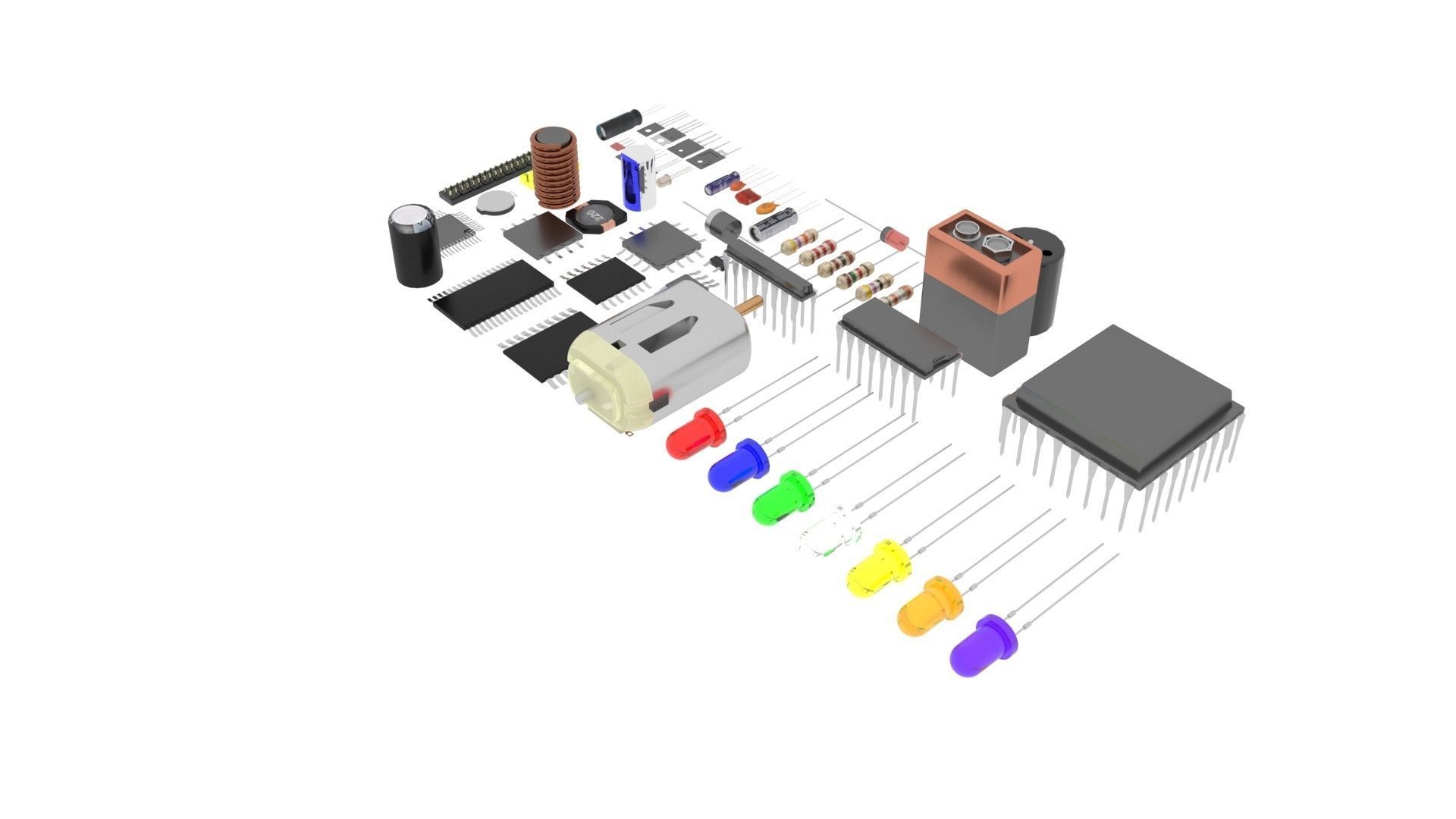 Electronic Components Set 3D model_25