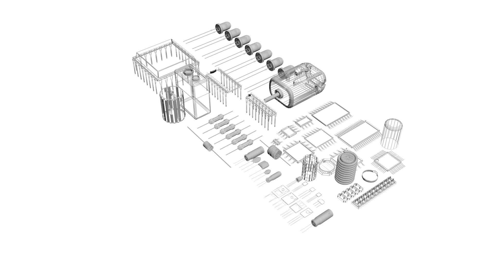 Electronic Components Set 3D model_45